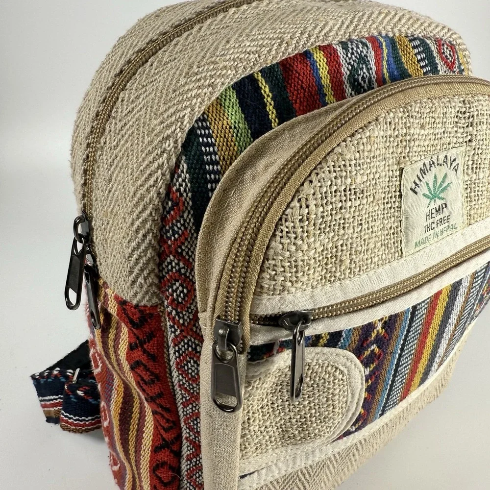 Himalayan Hemp THC Free Multi Color Small Handmade Backpack‎
